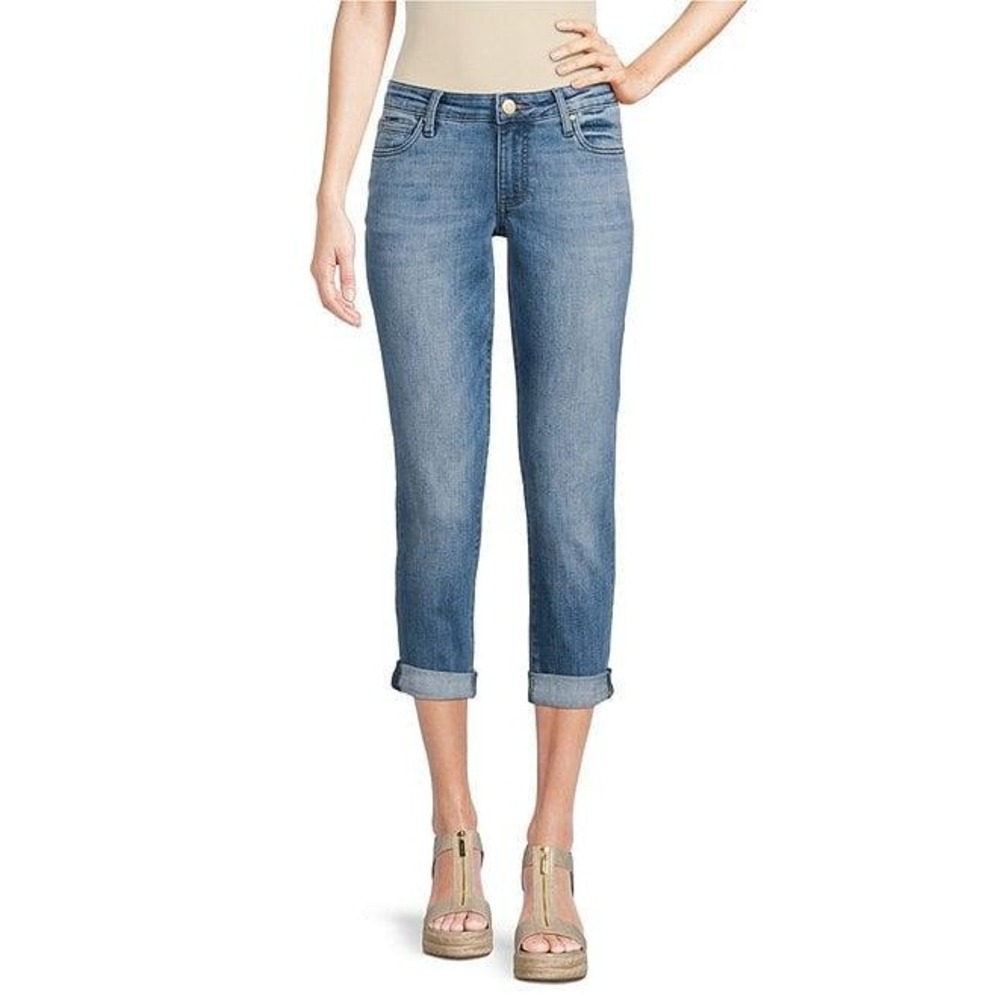 KUT from the Kloth Jeans Womens 6 Catherine Crop Skinny Boyfriend Blue Denim